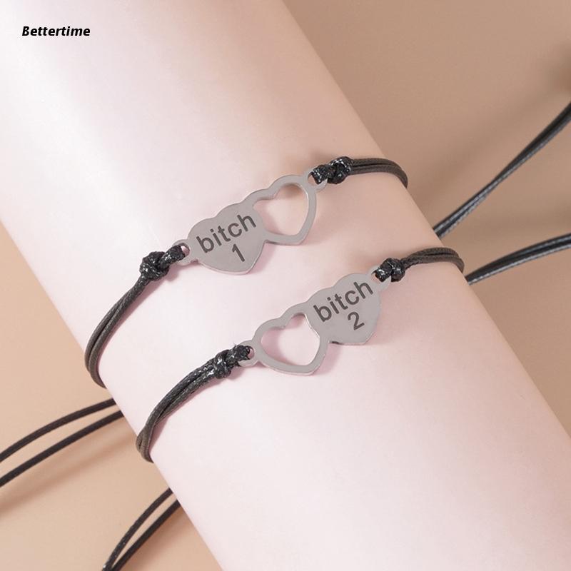 2 Teile/satz Passenden Herz Lange Abstand Armbänder Schwester Armbinde mit Karte kleiner Finger Versprechen Beziehung Armbinde für freund