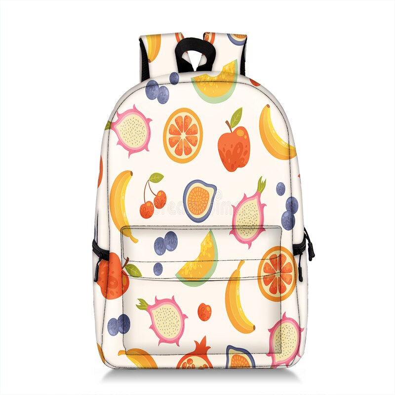 Cartoon Fruits Print Women Backpack Large Capacity Students Travel School Bagpack Avocado Mochila Feminina: qyhshuiguo016x