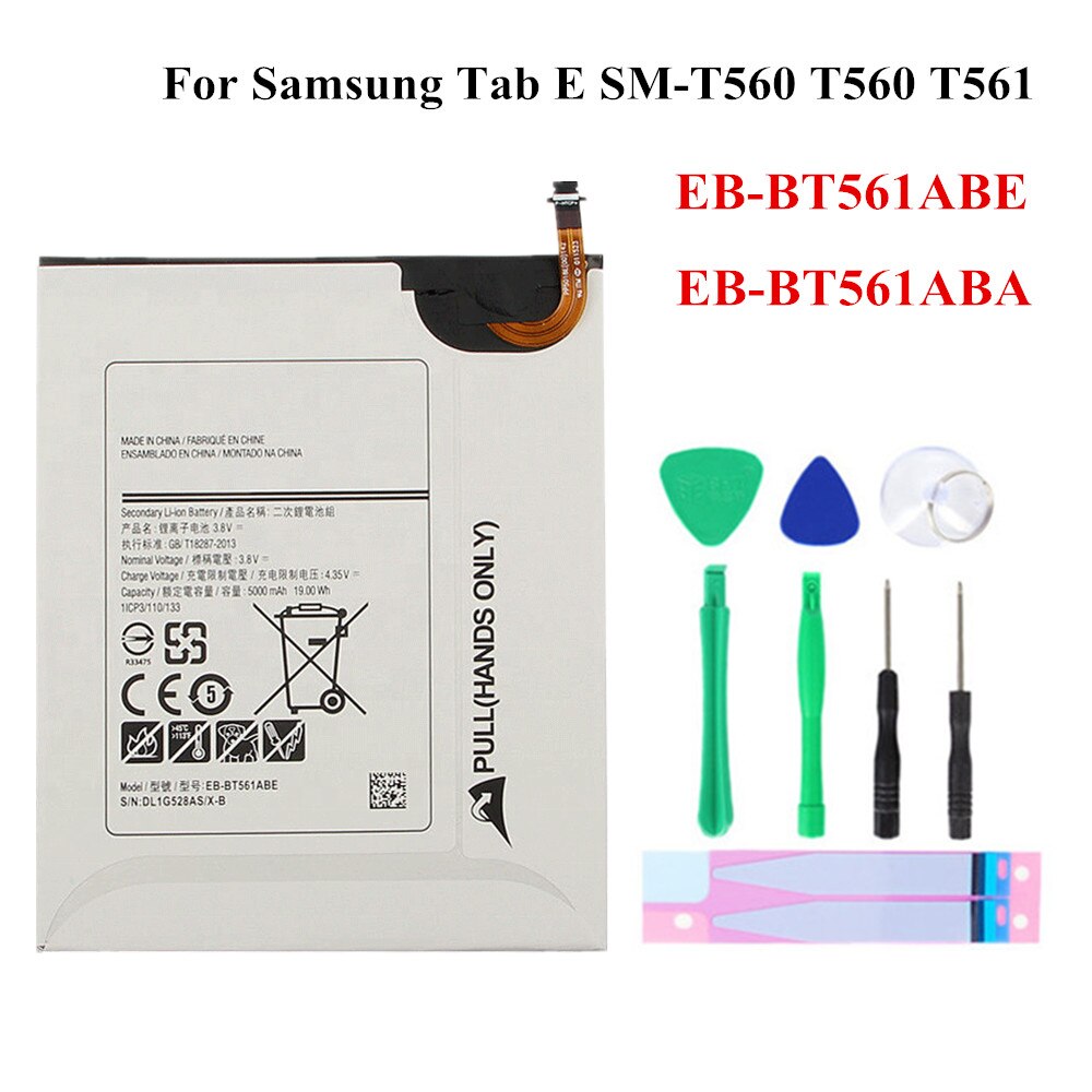 Tablet Battery EB-BT561ABE EB-BT561ABA for Samsung GALAXY Tab E T560 T561 SM-T560 Replacement Batteries 5000mAh