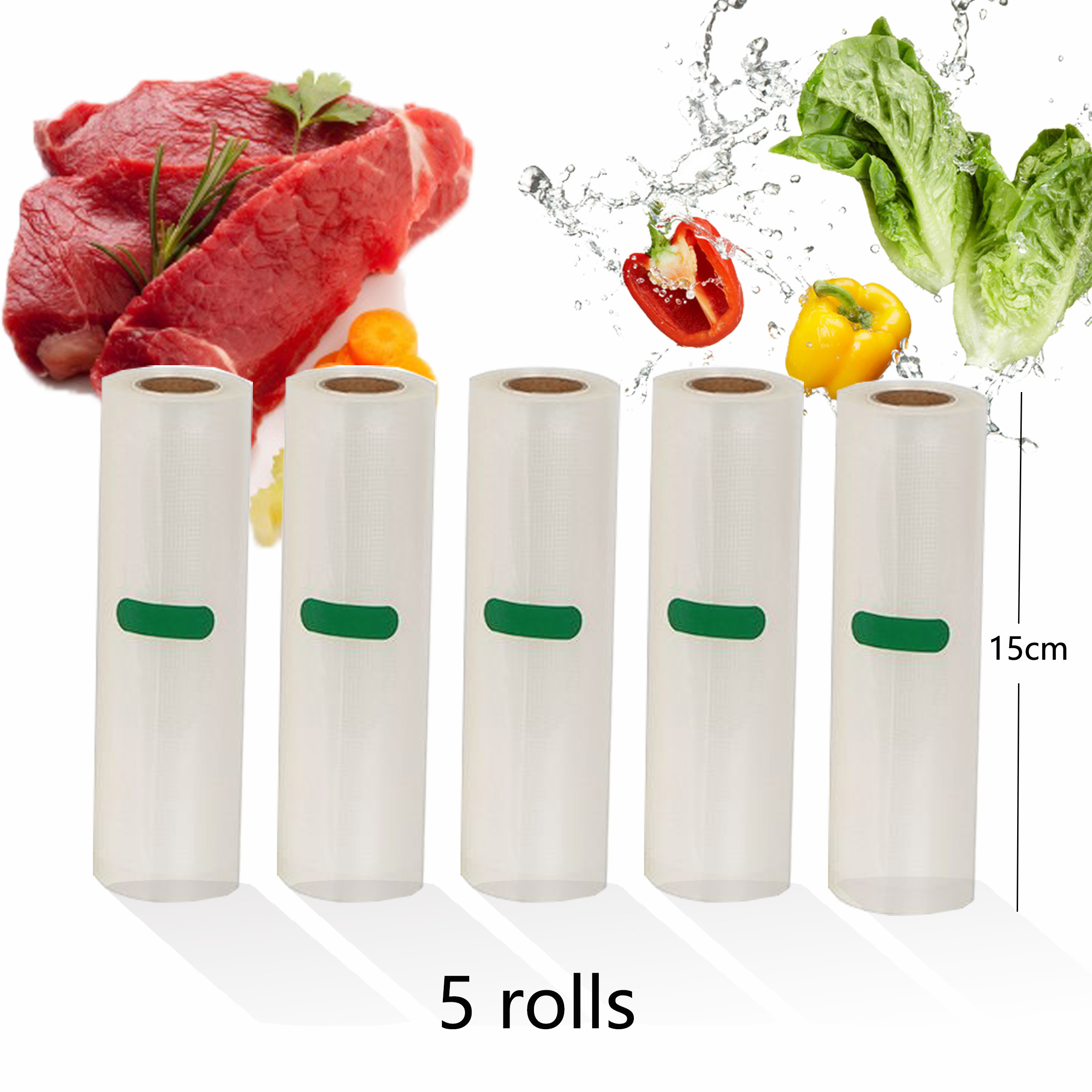 Household Kitchen Food Vacuum Bag Storage Bags For Vacuum Sealer Vacuum Packaging Packer for Food 12/15/20/25/28cm*500cm: 15cm