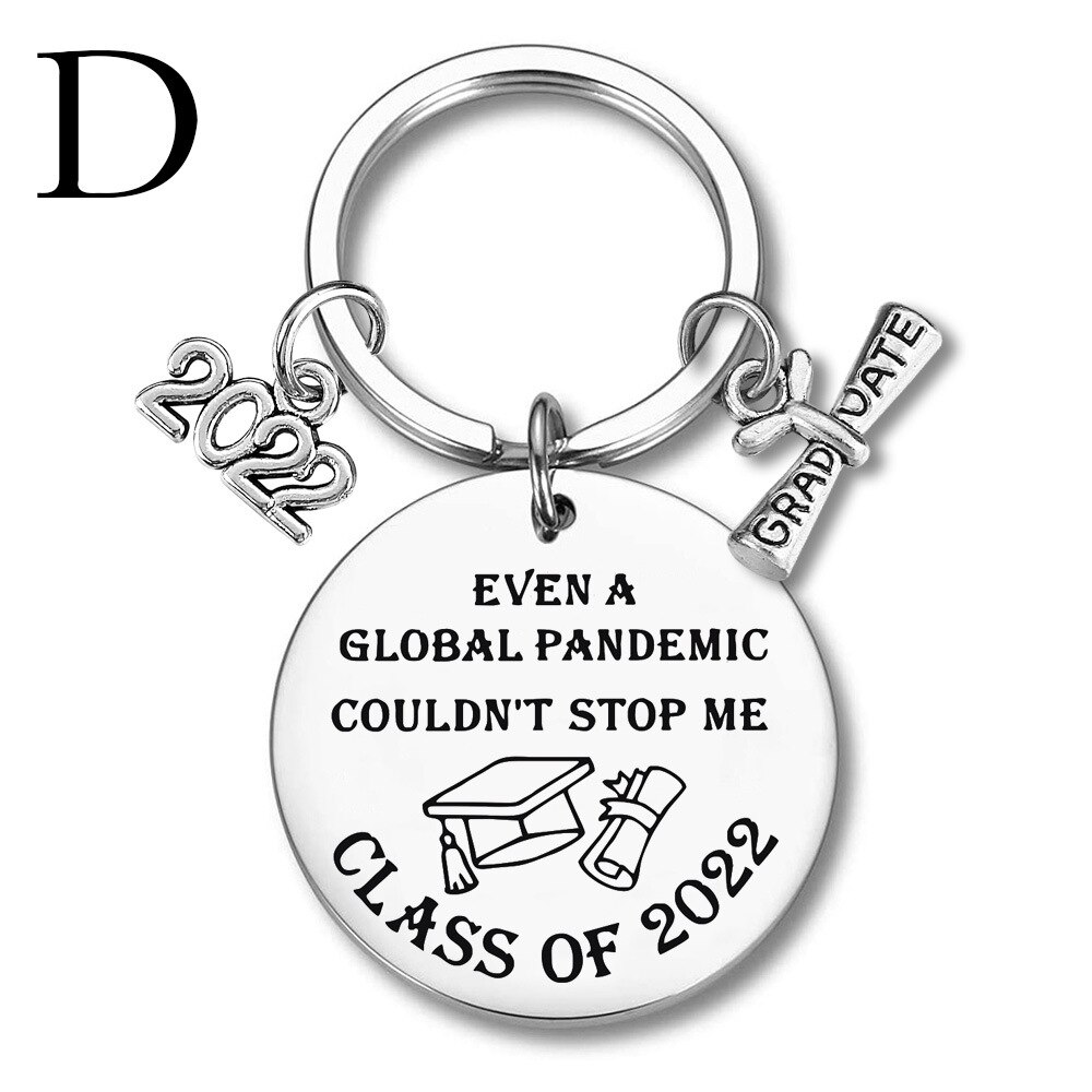 Stainless Steel Graduate Keychain Lettering Class Of 2022 Key Chain pendant Inspirational: D