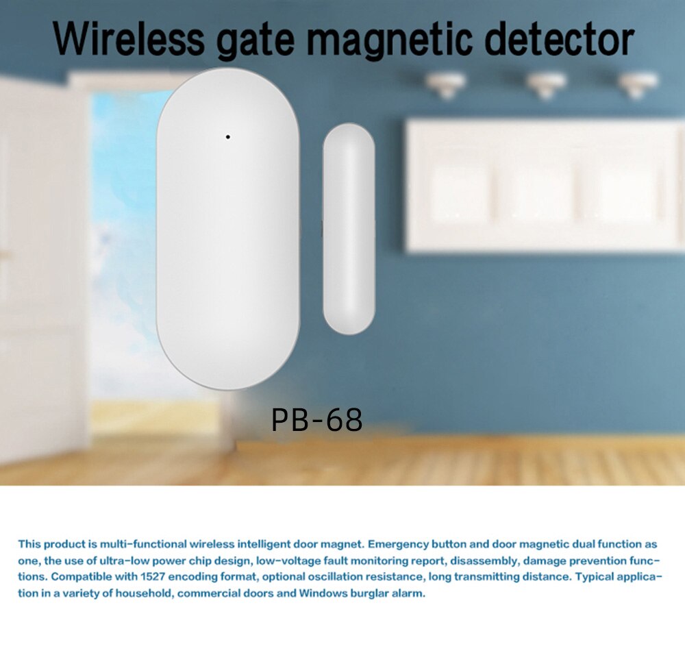 GauTone 433MHz Window Door Sensor Open / Closed Alert Detectors Home Security Door Alarm System
