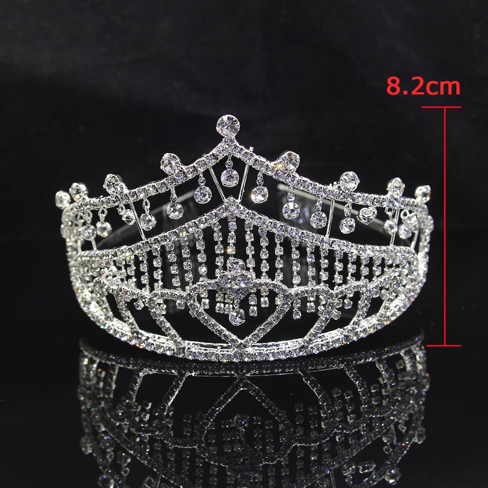 AINAMEISI Bridal Tiaras and Crowns Tassel Rhinestone Big Pageant Crown Women Wedding Headbands Hair Jewelry