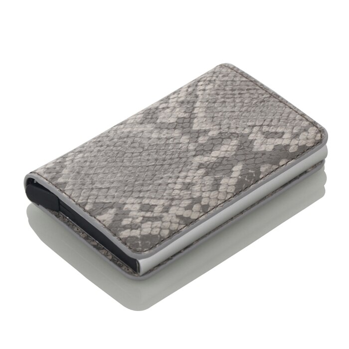 Automatic RFID Card Holder Men Credit Card Holders Business ID Card Case Aluminium Bank Card Wallets: Snake gray