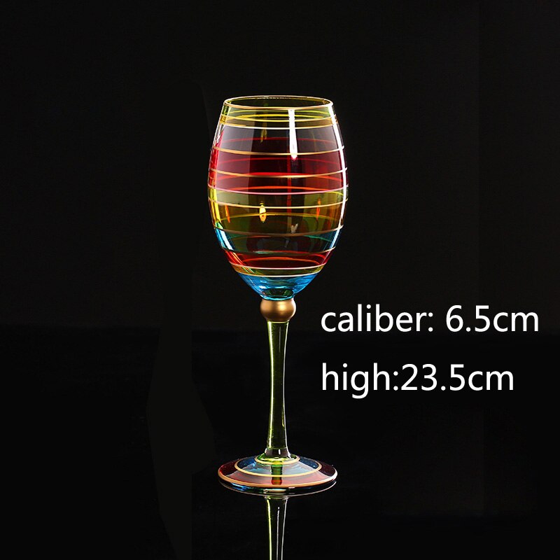 Farvet tegning stor champagne fløjte glas krystal kop rødvin glas stemware til vodka kopper hoem bar hotel fest drinkware: Sort