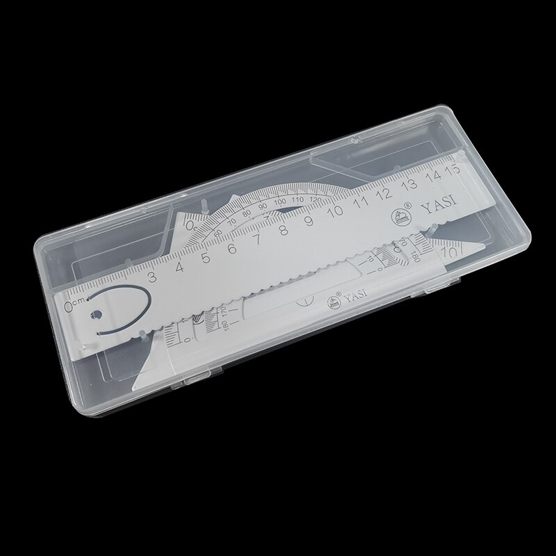 4 Pcs/Set Square Triangle Ruler Aluminum Alloy Protractor Set Drawing School Supplies 2 Colors Available Student drawing ruler: White