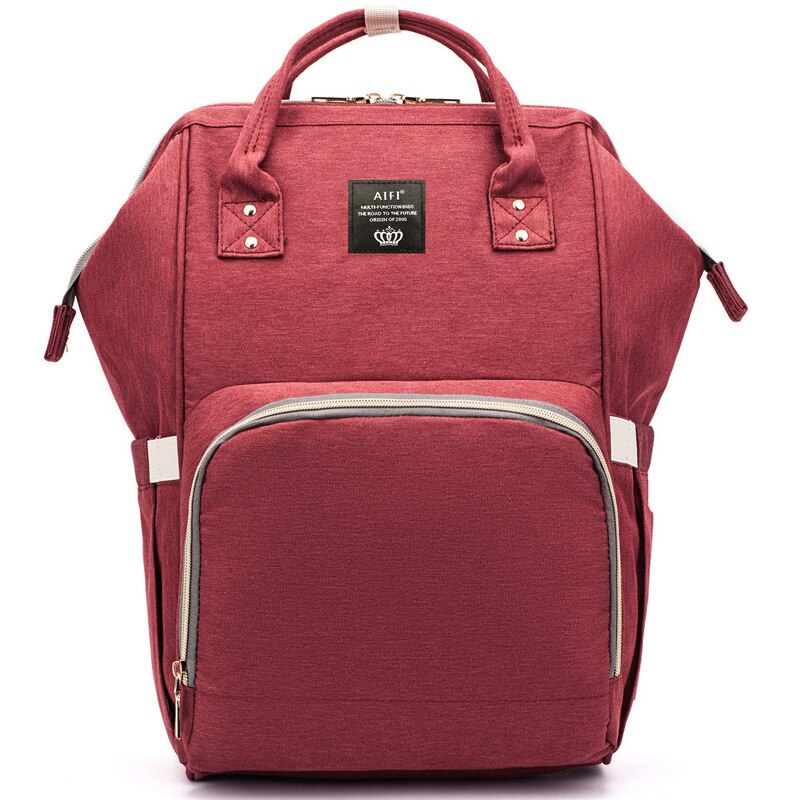 Stijl Luiertas Multifunctionele Mother 'S Tas Mode Mama Zuigfles Rugzak Aiaper Rugzak: Rust Red
