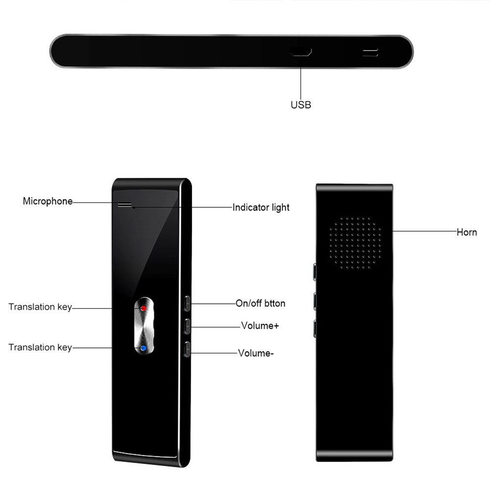 Portable Bluetooth Smart Instant Voice Translator 40+ Languages Real Time Multi-Languages Speech Accurate Translation Tools