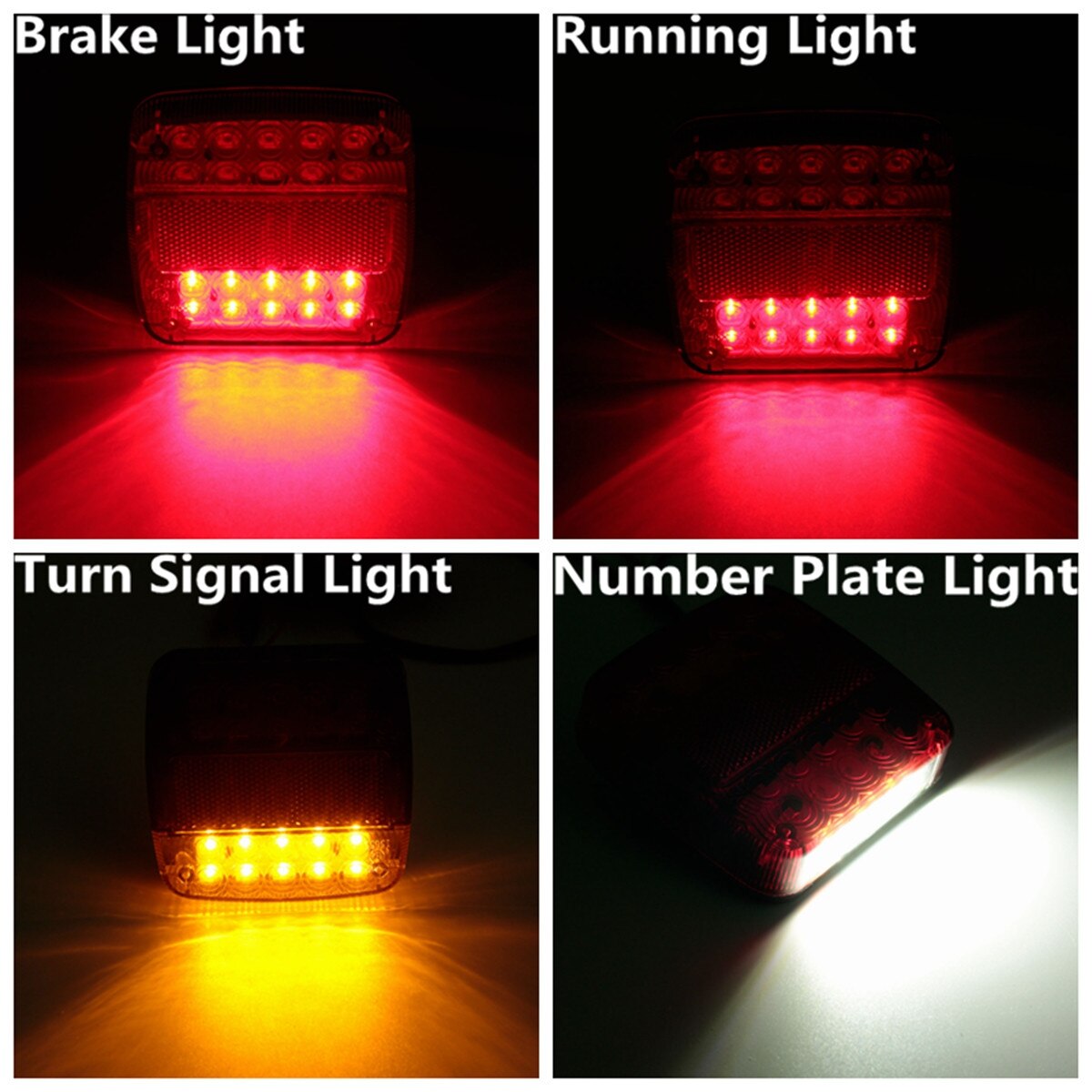 2 Stuks Draadloze Magnetische Led Truck Achterlicht Trailer Achterlicht Signaal Waarschuwing Remlicht Voor Caravans Campers Vrachtwagen Caravan rv