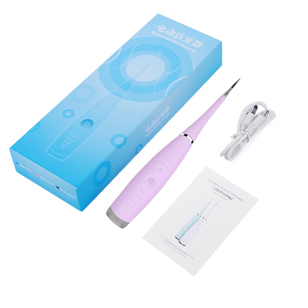 Bärbar tandspolare elektrisk sonic dental scaler usb ladda tandstensborttagningsmedel vibrationstandrengörare: Rosa