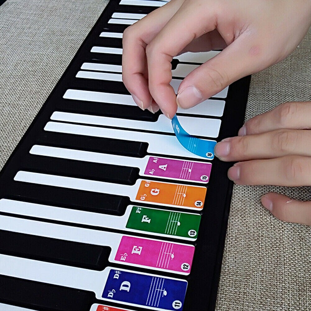 61/88 Key Piano Sticker Music Note Chart Keyboard Adhesive Finger Practice Stickers