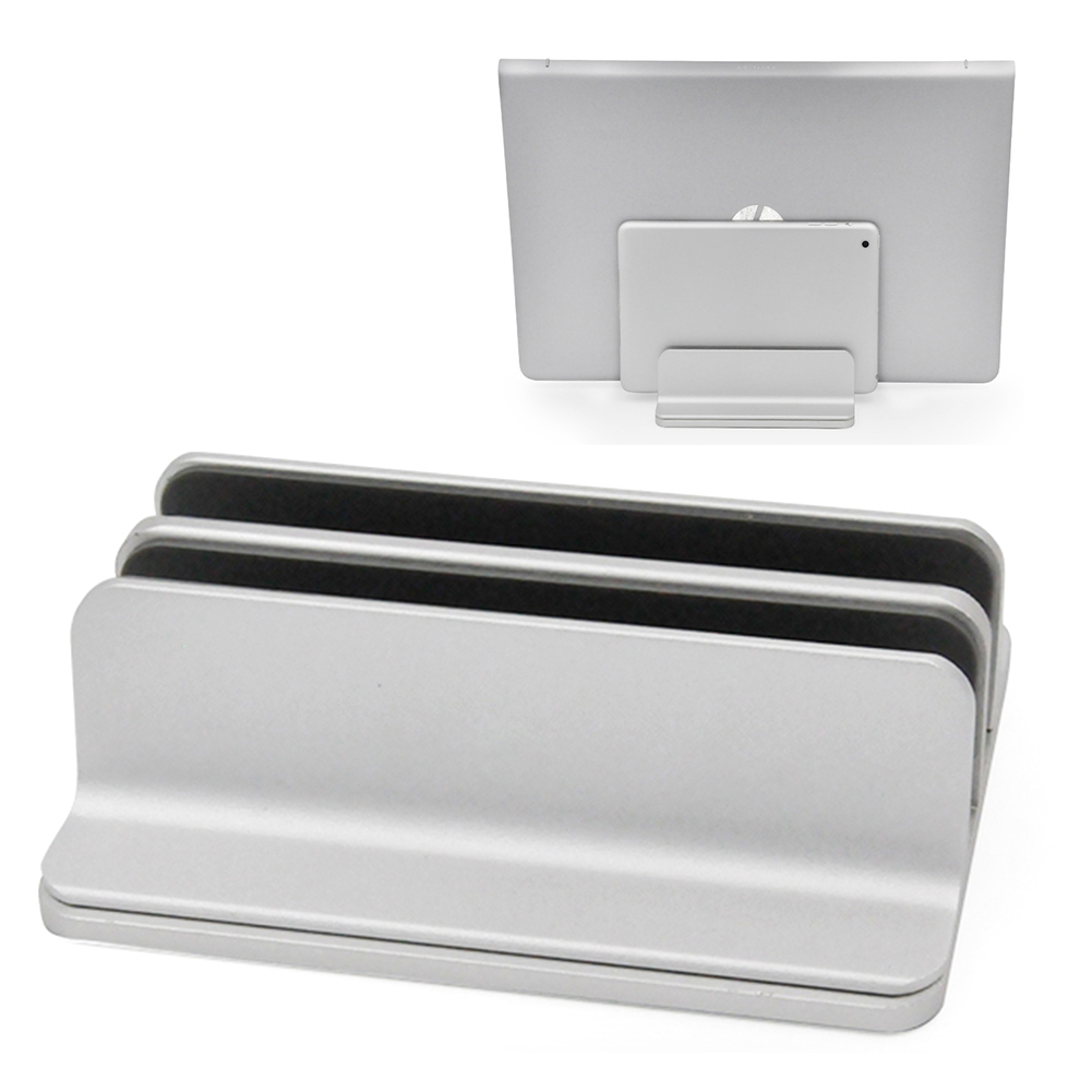 Base Verstelbare Dikte Aluminium Notebook Opgericht Dubbele Ruimte Holder Desk Laptop Stand Verticale Voor MacBook Voor Oppervlak