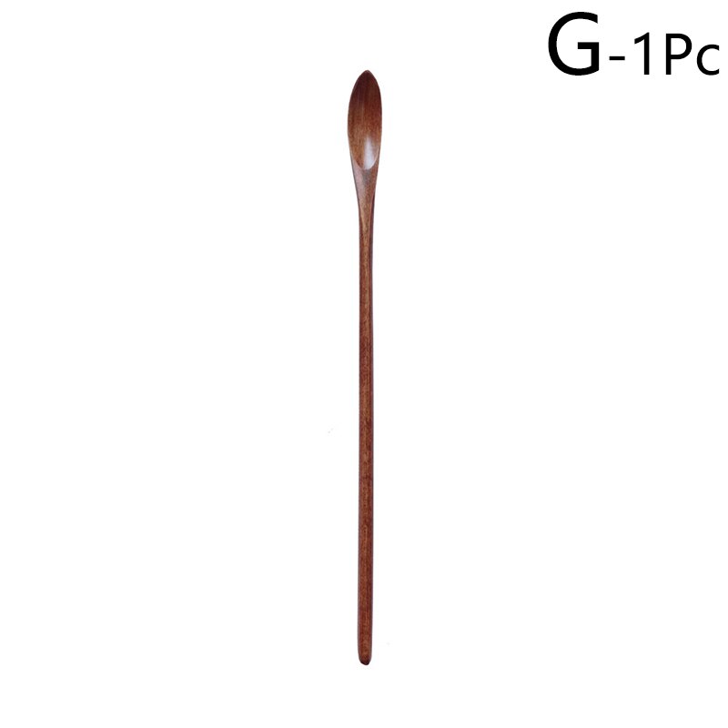 1 Pcs Natural Long Handle Wooden Mixing Spoons Coffee Tea Spoon Honey Stirring Spoon Wooden Spoon with Thin Handle: G