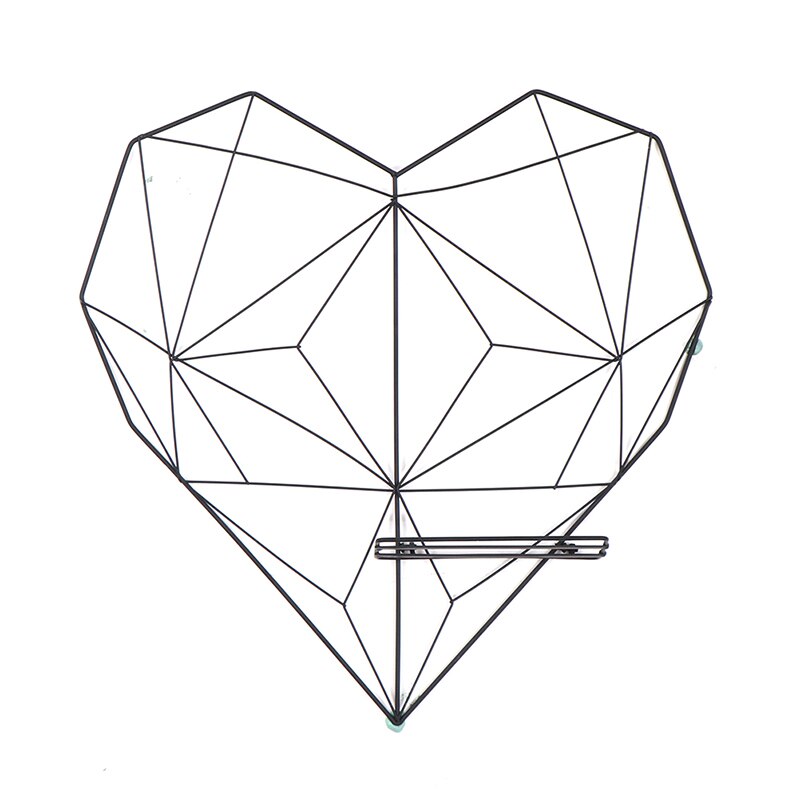 Estantes decorativos de hierro de estilo nórdico estante colgante de pared con forma de corazón para fotos, marco de postales, estante de almacenamiento para el hogar: Black