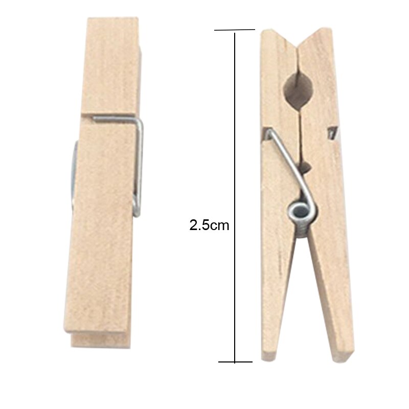 50pcs Small Size 2.5cm Mini Natural Wooden Clips For Photo Clips Clothespin Craft Decoration Clips Pegs