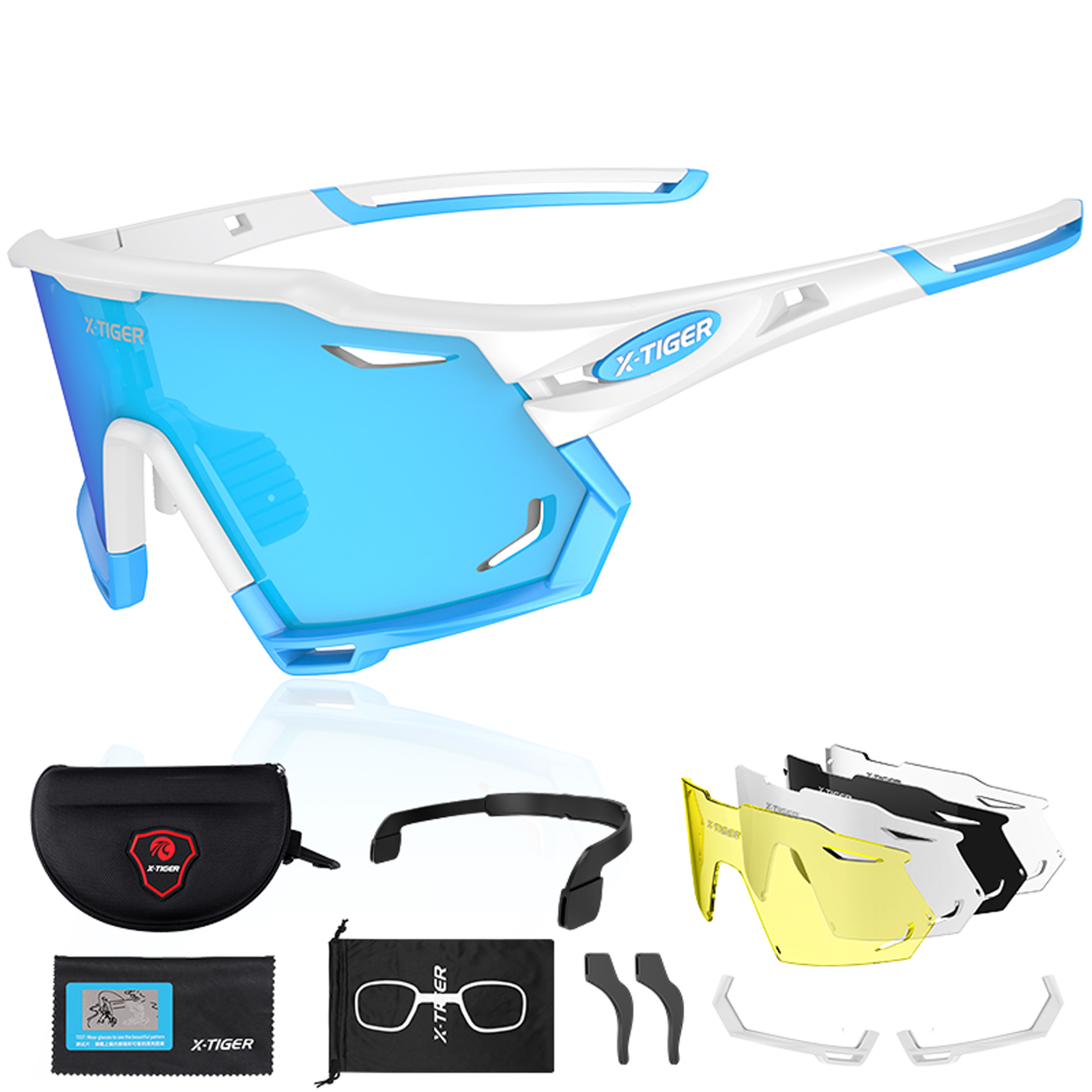 X-TIGER Gafas de ciclismo polarizadas con 5 lentes intercambiables MTB Ciclismo Béisbol Correr Gafas de sol deportivas para hombres y mujeres: Rosa / Rojo