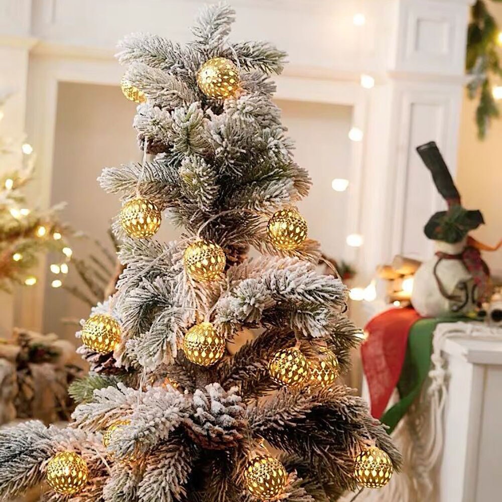 Waterdichte 20 LEDs Fairy Light Zonne-energie Marokkaanse Lantaarn Metalen Globe String Lamp voor Outdoor Kerstboom
