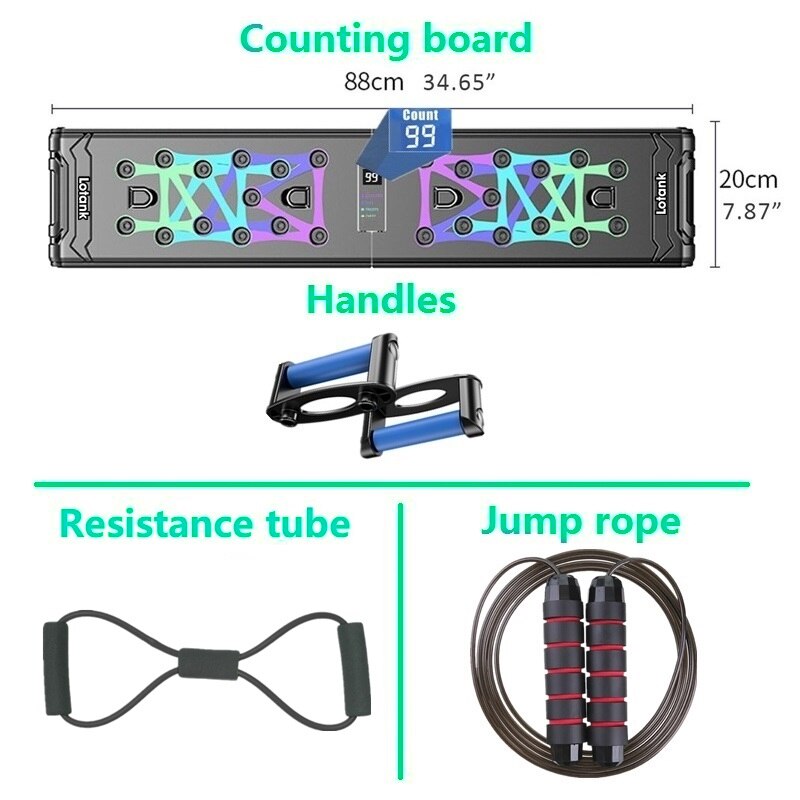 88cm Counting Push Up Board Home Gym Training Pectoralis Arm Muscles Latissimus Dorsi Multifunctional Push-up Brace Stand Plates: Counting 8 jump rope