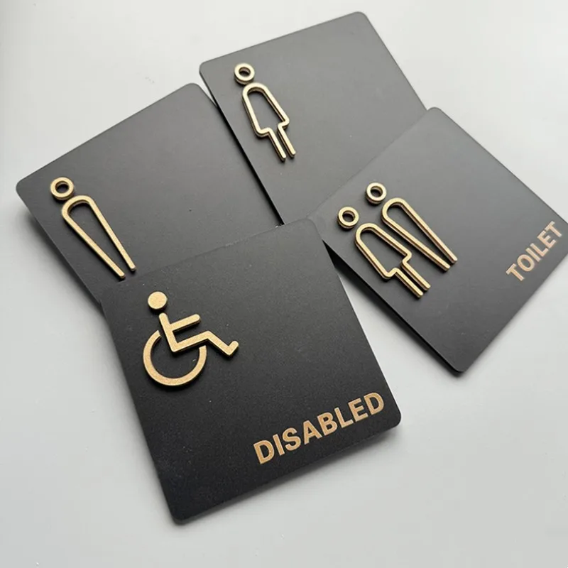 Men's and Women's Bathroom Signage Acrylic Public Toilet Door Signage Hotel Toilet Reminder Signs Washroom Signage