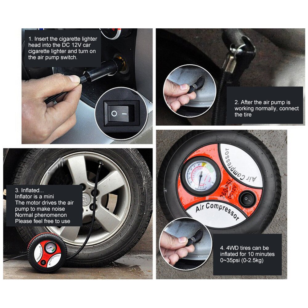 Bilförsäkring däck luftpump 12v mini luftpump bil luftpump bil elektrisk luftpump