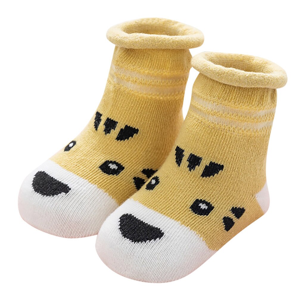 Kids Baby Baby Jongens Meisjes Sokken Ademend Cartoon Dieren Print Anti-Slip Sokken Pasgeboren Peuter Leuke Meias Infantil: YELLOW