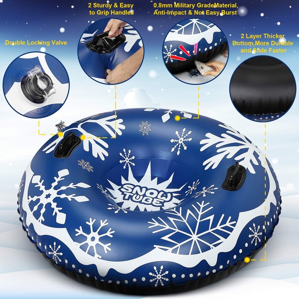 Tabla de esquí flotante para niños y adultos, Círculo de esquí con mango inflable respetuoso con el medio ambiente, tubo de nieve, equipos de esquí, juguete para la nieve