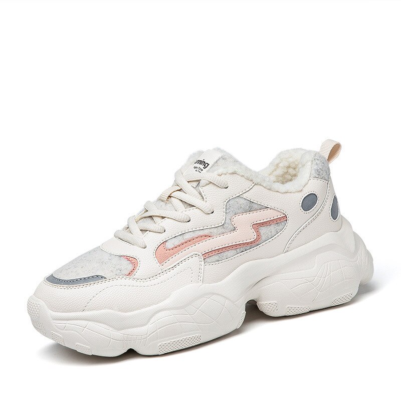 Winter dames sneakers flats platform katoenen schoenen vrouw casual veterschoen antislip plus fluweel om warm te houden damesschoenen