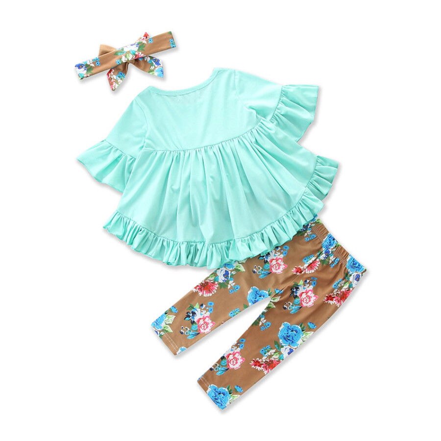 Boutique Del Bambino Dei Capretti Del Bambino Della Ragazza di Colore Solido Top del Vestito Stampato Floreale Pantaloni Legging Vestito Vestiti 1-6Y: 80