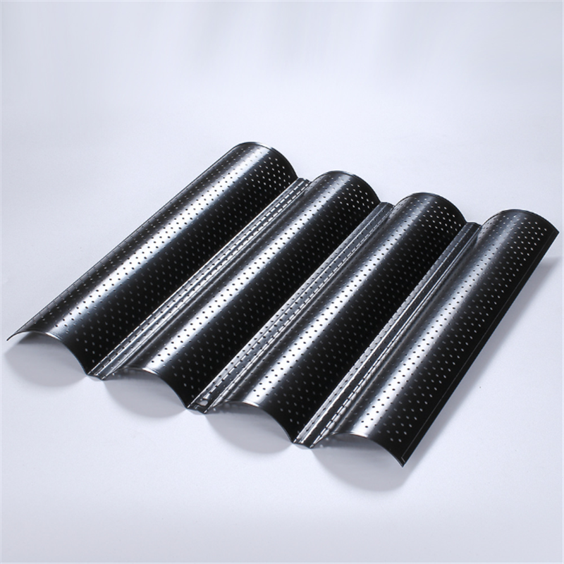 Amoliy French Stick Mould Carbon Steel 2/3/4 Groove Long Baguette Bread Baking Tray Mold Baguette Bake Mold Pan Bakery Tools: 4 Groove Black