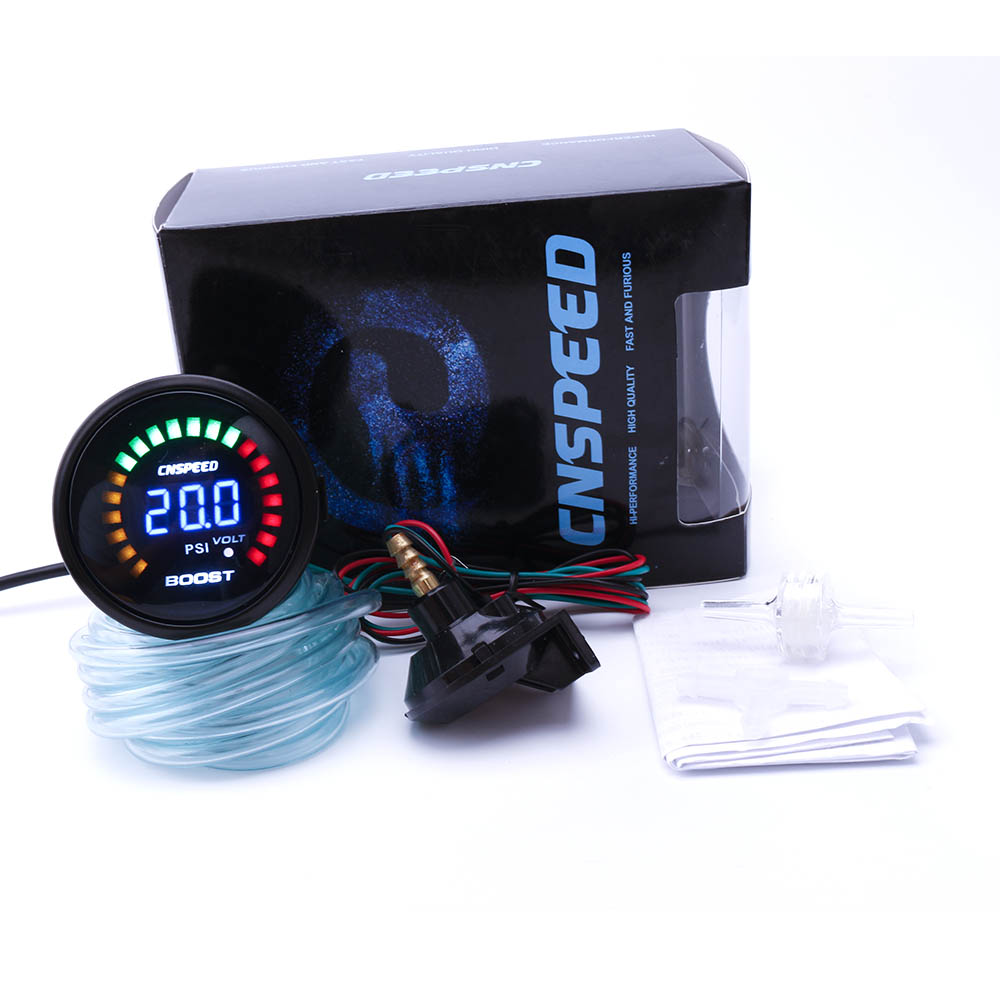 Cnspeed 2 " 52mm digital auto turbo boost gauge -15-45 psi + justerbar turbo boost controller kit 1-30 psi i kabinen