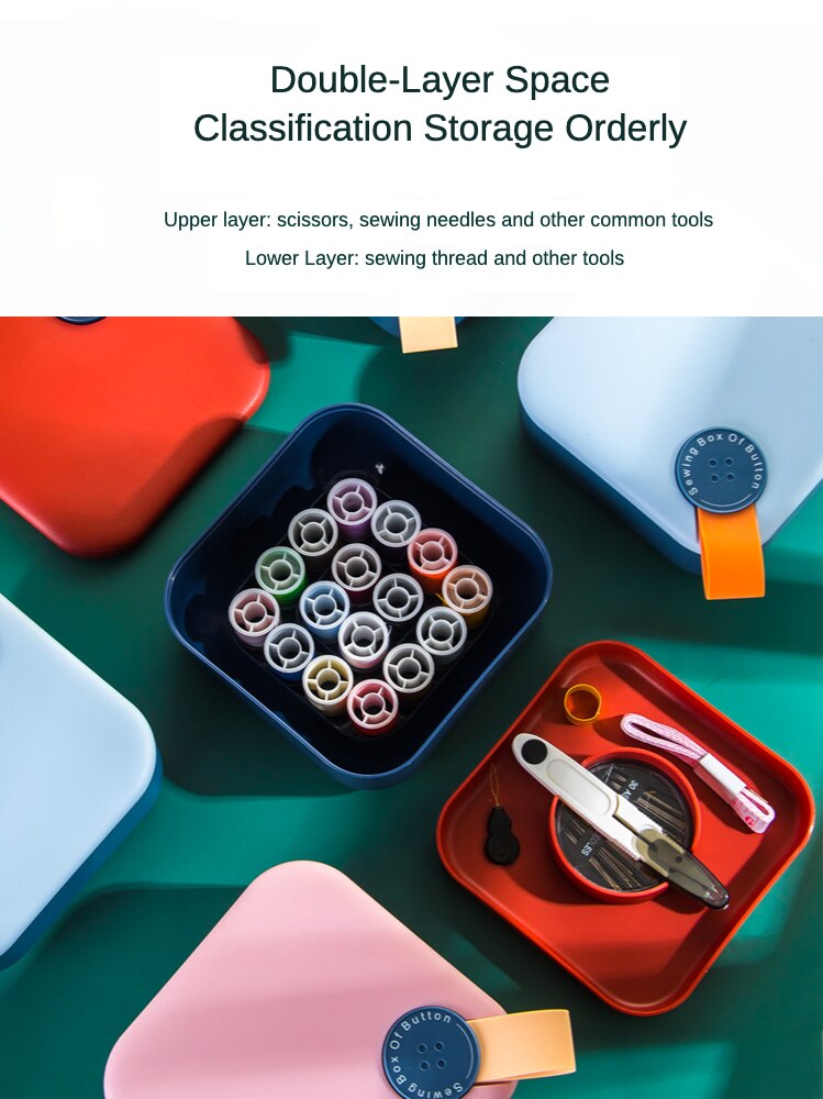 Household High-End Small Sewing Kit Handmade Sewing Kit Set Portable and Versatile Sewing Needlework Storage Box