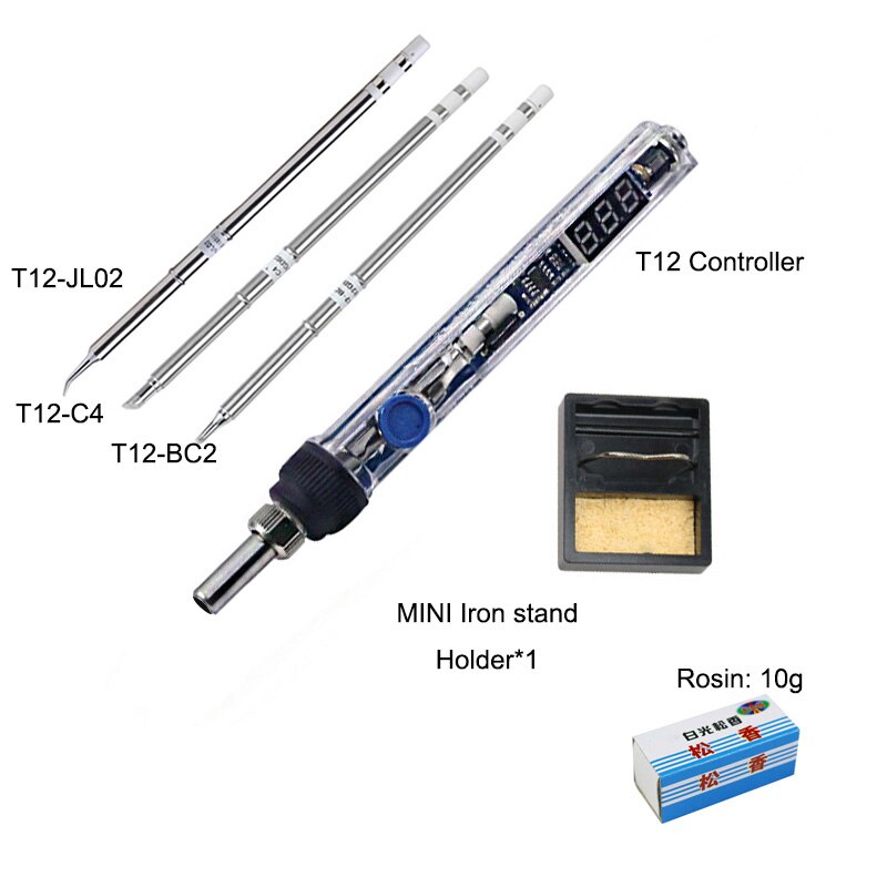 T12 electric soldering iron kit mini portable T12 soldering iron Tips tools Adjustable temp LED digital soldering station: WITH 3 T12 TIPS