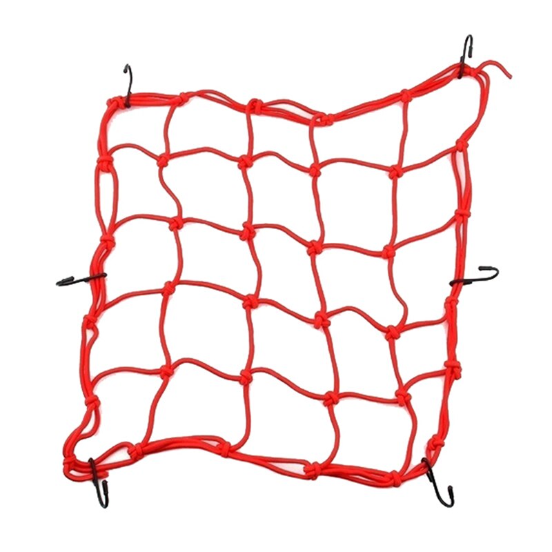 40X40Cm Bagagenet Motorhelm Mesh Opslag Motorhelm Bungee Bagage Compressie Ctorage Cargo Afwerking Netto 6 haken: 40x40cm Red