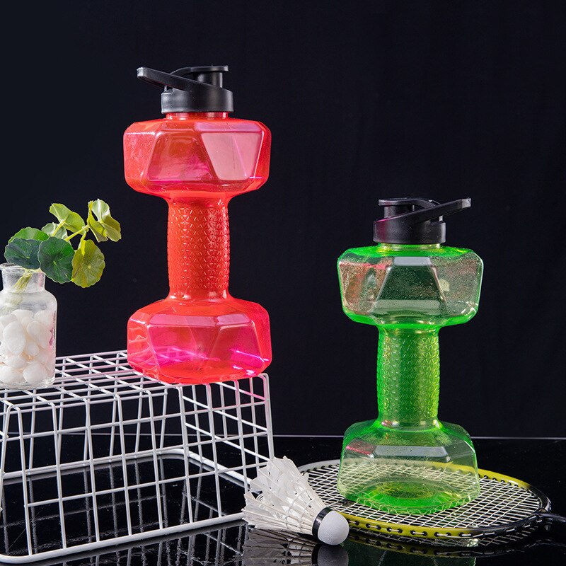 Dumbbell Cup Gym Draagbare Halter Water Cup Outdoor En Indoor Sport Fles Groen Water