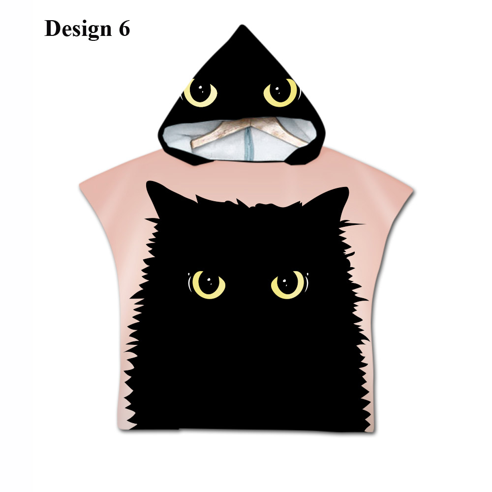 Gotisk cool halloween skræmmende kat skelet kranium baby børn børn hættehåndklæde pool bad strand poncho håndklæde kappe: Design 6