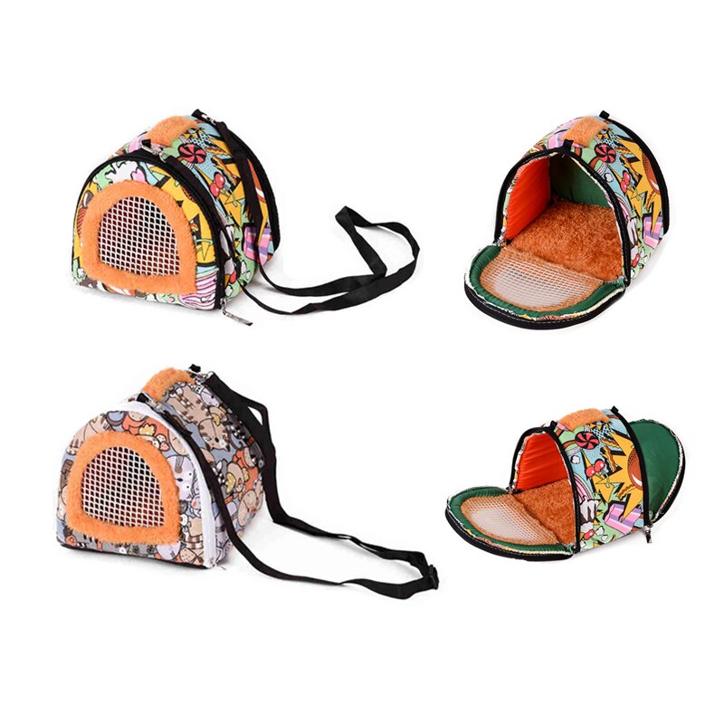 Portátil nido de hamsters cama erizo Guinea cerdo transpirable bolsas mascota pequeña al aire libre desplazamiento de Casa bolsa de Animal PEQUEÑO suministros