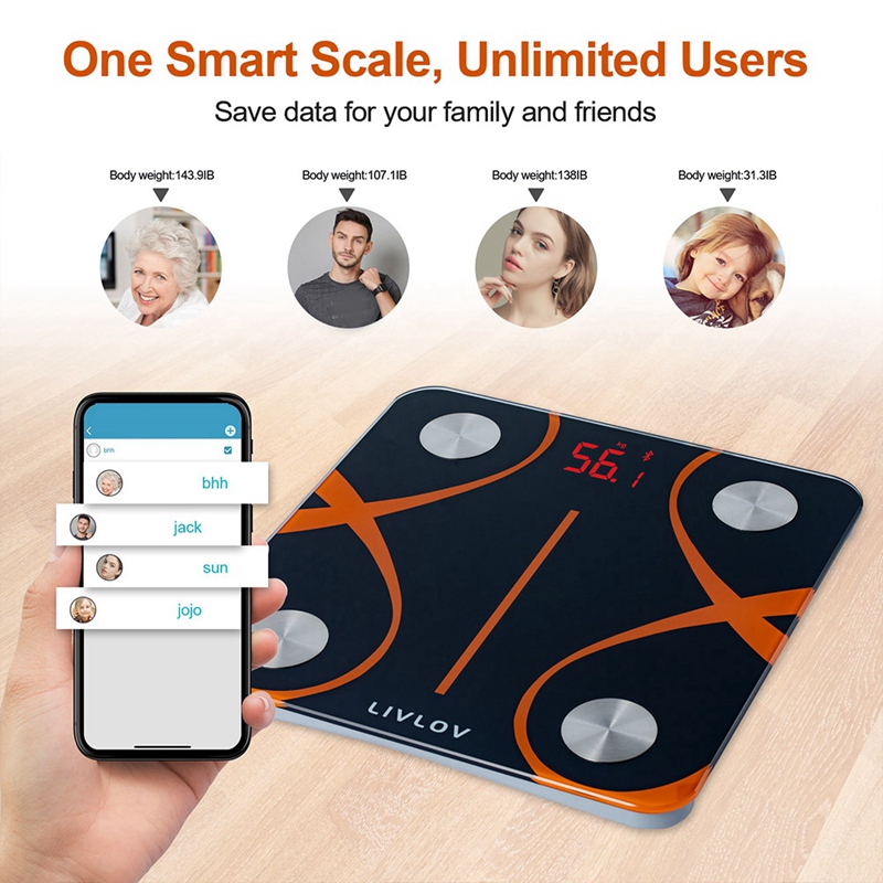 LIVLOV Clever Bluetooth Körper Skala Hohe Präzision Gewicht Skala Elektronische Waage APP Gesteuert Körper Analysator
