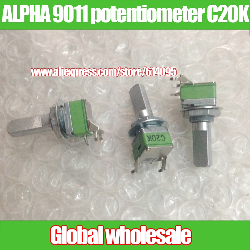 3pcs Taiwan ALPHA 9011 single-joint potentiometer C20K with bracket / handle length 20MMF