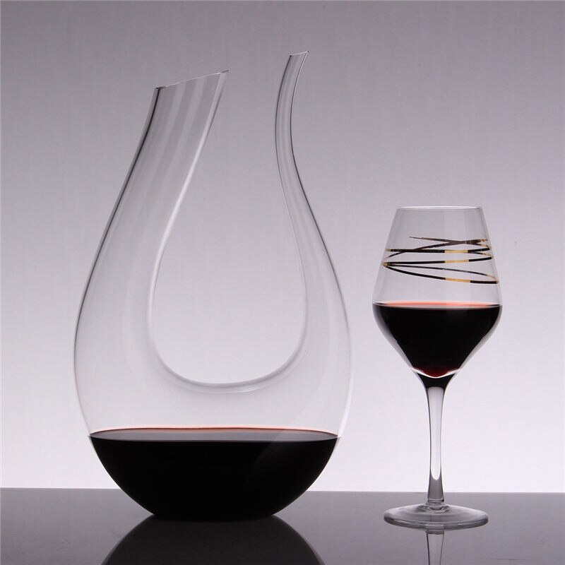 Big Bottle Crystal High Grade 1599ml U-shaped Wine Decanter Box Harp Swan Decanter Wine Separator