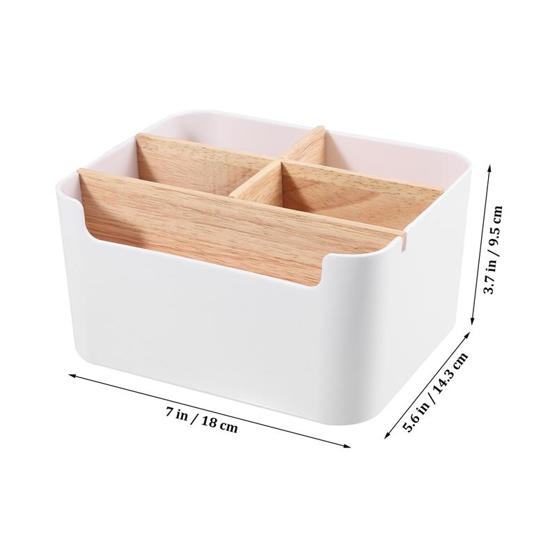 Remote Control Holder Wood Storage Box Multipurpose Desk Organizer Desktop Stationery Storage Box Jewelry Nail Makeup Container