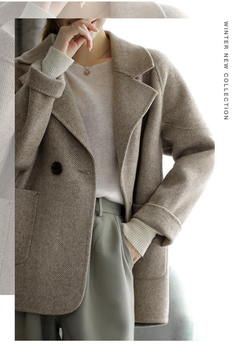 MRMT-abrigo con patrón de espiga para mujer, chaqueta gruesa informal de gama alta, tendencia, 2022