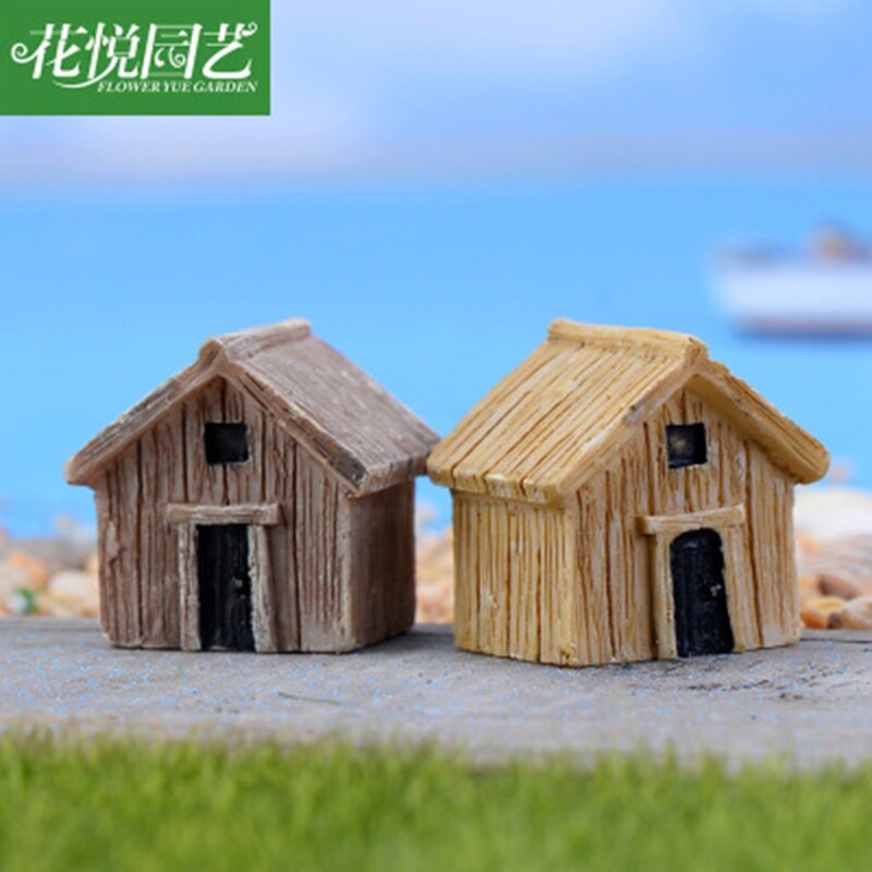 Platteland Houten Huis Kamer Classic Houten Woningbouw Dorp Afzondering Ambachten Figuur Ornament Miniaturen DIY Decoratie