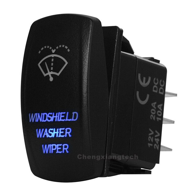 WINDSHIELD WASHER WIPER Car Boat (ON) OFF ON Rocker Switch 12V 20A DPDT Blue Led Momentary Switch Accessories for Carling NARVA: Red