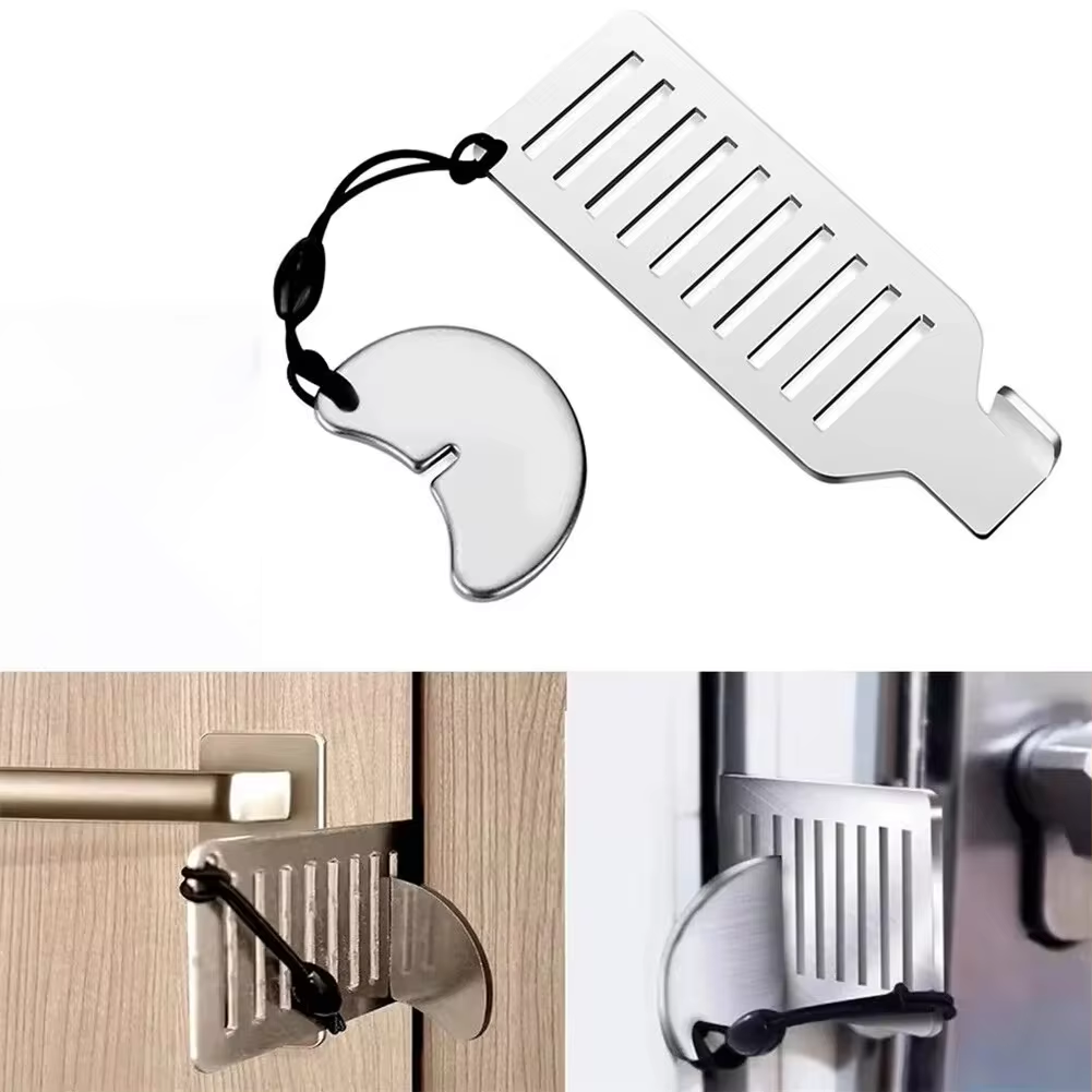 Bloqueador de porta anti-roubo de segurança portátil 8cm de aço inoxidável ferramenta de segurança segura para casa privacidade hotel viagem fechadura da porta rolha
