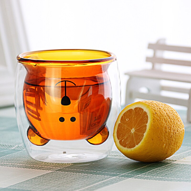 3D 2 niveaux belle Panda ours innovant bière verres résistant à la chaleur Double paroi tasse à café matin lait verre de noël