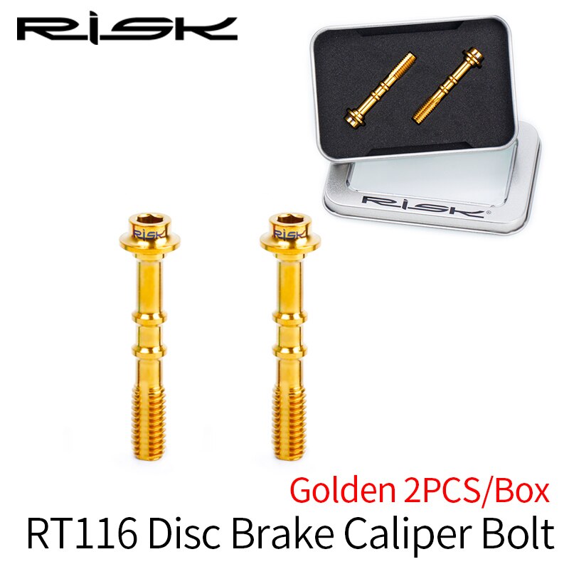 RISK-tornillos de titanio para fijación de frenos de disco de bicicleta, pinza hidráulica de aceite, manivela: Caliper Bolt-Gold