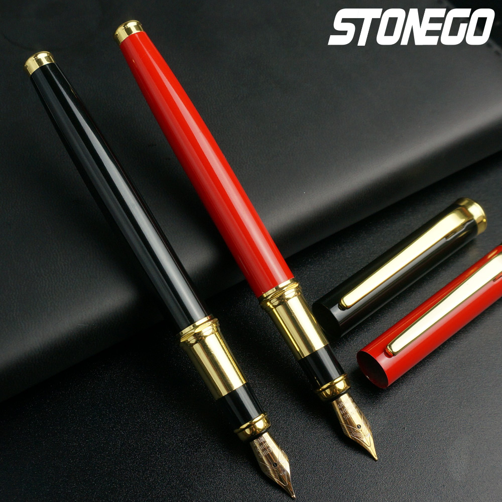 STONEGO Metal Fountain Pen, Metal Ink Pens with Ink Refill Converter Sleek Lacquer Housing Calligraphy Pens