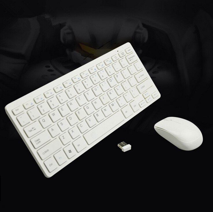 Ultra Slim Thin White Black 2.4GHz Wireless Keyboard Mouse for Home Office PC Laptop Desktop Computer Keyboard Set