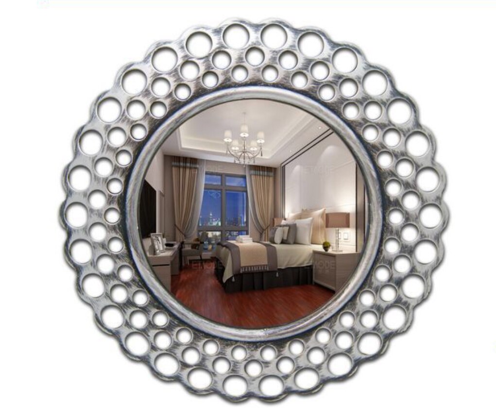 Miroir mural rond de 25cm, pour la maison, la salle de bain, la chambre à coucher, l'entrée, le magasin, l'hôtel, décoration artistique innovante de maquillage: 912-23