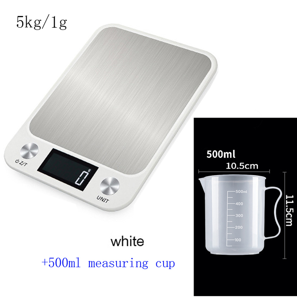 0.1g Precision Electron Kitchen Scales Stainless Steel Weighing For Food Diet Postal Balance Measuring LCD Precision Electronic: 5kg 500ML W